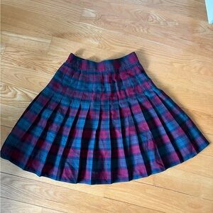 Plaid Pleated vintage Skirt - Red and Blue